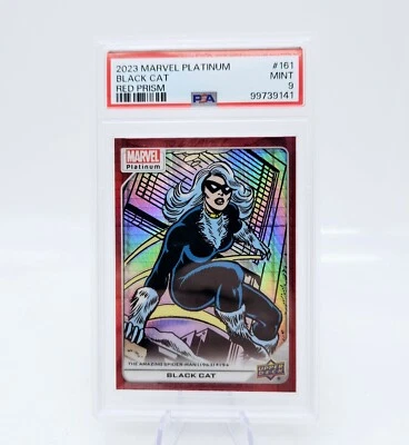 2023 Marvel Platinum Black Cat #161 Spider Man Red Prism /199 PSA 9 - Image 1 of 2