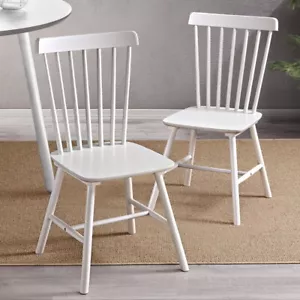 Furb 2x Dining Chairs Minimalist Vertical Back Chair Wooden Chair White - Picture 1 of 7