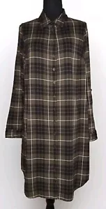 TORRID - Vestido Camisa Verde Bosque a Cuadros Botón Frontal Manga con Pestaña Enrollada - Talla 0X - Imagen 1 de 3