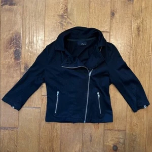 EUC Forever 21 xxi Fabric Moto Jacket w/ Asymmetrical Zipper and Zipper Pockets - Picture 1 of 8
