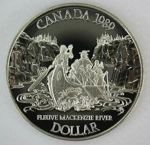 1989 CANADA MACKENZIE RIVER PROOF SILVER 1 ONE DOLLAR HEAVY CAMEO COIN - Picture 1 of 2