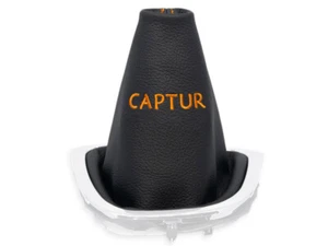 FOR RENAULT CAPTUR 2013-2019 GEAR SHIFT BOOT GAITER LEATHER EMBROIDERY ORANGE - Picture 1 of 4