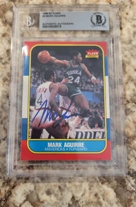 Mark Aquirre signed 1986-87 Fleer Basketball card #3 Auto Beckett BAS Pistons - Picture 1 of 2