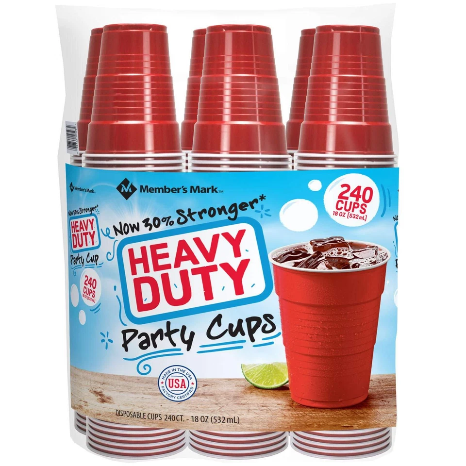 Member's Mark Heavy-Duty Cups - Red (18 Oz., 240 ct.)