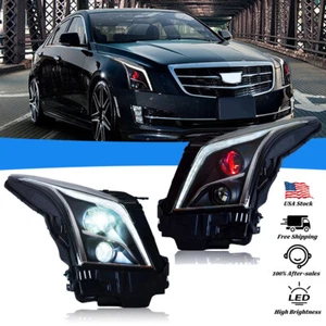 Pair LED Headlights For Cadillac ATS 2013-2019 Factory Halogen Ver Head Lamps - Picture 1 of 18