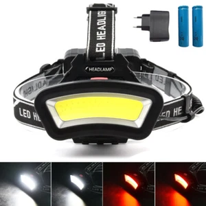 USB Wiederaufladbare COB LED Scheinwerfer Scheinwerfer Camping Frontscheinwerfer Lampe Taschenlampe - Bild 1 von 12
