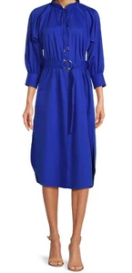 Boss DIPETE KLEID GEWEBT BINDEBAND 3/4-ÄRMEL MIT GÜRTEL HELLBLAU GRÖSSE 10 US - Bild 1 von 11