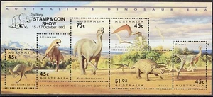AUSTRALIA 1993 L'ERA DEI DINOSAURI FOGLIETTO SOPRASTAMPATO Cat.U.BF 16B - Foto 1 di 1