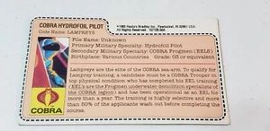 VINTAGE 1985 HASBRO GI JOE COBRA HYDROFOIL PILOT FILE CARD - Picture 1 of 6