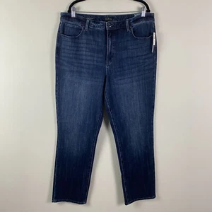Talbots Straight Leg Jeans Size 18 High Waist Blue Dark Wash - Picture 1 of 11