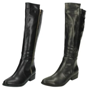 Women's Spot On F5R0394 Knee High Boots - Picture 1 of 19
