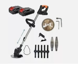 DECESPUGLIATORE a BATTERIA TAGLIABORDI Elettrico 1200W TAGLIAERBA 2 BATTERIE NEW - Foto 1 di 11
