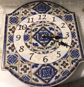 Orologio da parete in ceramica - Italiano? Intricato Rettangolare, NUOVO Funzionamento - Foto 1 di 8