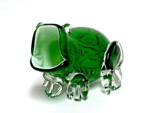 LG GREEN ART GLASS FROG FIGURE CANDY BOWL CASED WHT APPLIED CLR EYES FEET MADE? - Picture 1 of 18