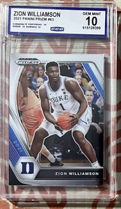 2021 Panini Draft Picks Zion Williamson RC CCG graded gem mint - Bild 1 von 2