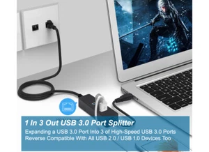 Adaptador de puerto Ethernet USB 3.0 de alta velocidad 1000 Mbps con concentrador USB 3.0 - Imagen 1 de 6