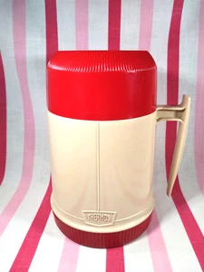 Gepflegte 1970er Retro rot & hellbraun King Seeley Weite Öffnung Thermoskanne 10 Unzen Vakuumdose #6002 - Bild 1 von 8