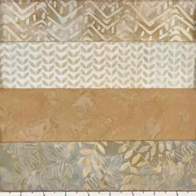 Lot of (4) 1 Yard Cuts 100% Cotton Quilting Batik Fabric Grey Beige Brown #609B - Image 1 of 2