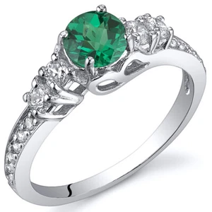 Anillo de esmeralda creado en laboratorio de 0,50 quilates en plata esterlina tallas 5 a 9 - Imagen 1 de 3