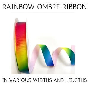 Bertie's Bows RAINBOW grosgrain ribbon Gay Pride ombre in various widths lengths - Picture 1 of 1