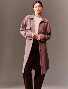 NWT Anthropologie Pilcro Long Sleeve Duster Shacket in Lilac NEW (MSRP $148) - Picture 1 of 6