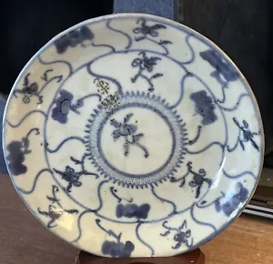 Chinese Qing Dynasty Glazed Blue And White Porcelain People’s Ware Plate Marked - Picture 1 of 23