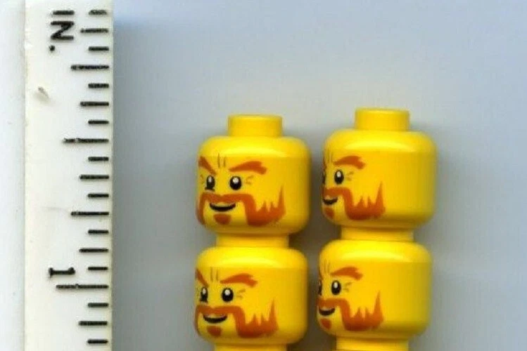 LEGO x 5 Minifigura Amarilla, Cabeza Barba Naranja Oscuro, Cejas Tupidas, Castillo de Cabra Foto 1 de 1