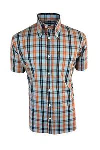 Trojan Windowpane Check Short Sleeved Shirt With Pocket Square TC/1034 - Powder - Picture 1 of 3