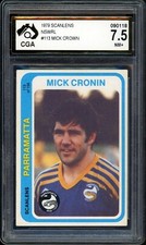 ✺CGA 7.5✺ 1979 SCANLENS NRL Graded Card MICK CRONIN Parramatta Eels