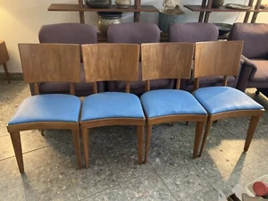4 Vintage Heywood Wakefield Stingray Dining Chairs, original upholstery - Picture 1 of 12