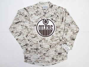 EDMONTON OILERS VETERANS DAY CAMO CAMOUFLAGE REEBOK HOCKEY JERSEY SIZE SMALL - Picture 1 of 2