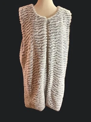 Betsy Johnson Faux Fur Light Gray Vest Sz Large - Image 1 of 4