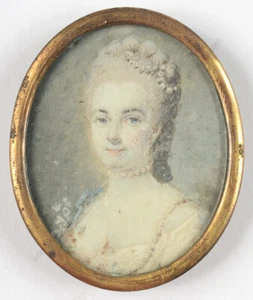 "Portrait of an aristocratic lady", French miniature, 1775/80 - Picture 1 of 3