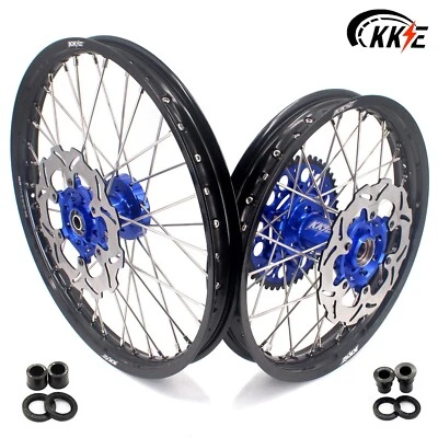 KKE 21-18" CNC Wheels Rims For Suzuki DRZ400 DRZ400E DRZ400S 2000-2025 Blue Nuts - Image 1 of 4