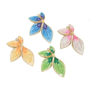 5pcs Stainless Steel Enamel Large Flower Pendants 35x23mm - Picture 1 of 8