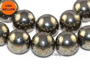 PALAZZO PIRITA PIEDRAS PRECIOSAS REDONDAS 10 MM CUENTAS SUELTAS 16 pulgadas - Imagen 1 de 4