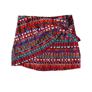 Zara Girls Youth Skirt 9/10 NWT Red Faux Wrap Skirt Southwest Boho Gypsy Zipper - Picture 1 of 3