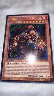 Yugioh Misprint German Pyrorex the Elemental Lord w/ Medraut CBLZ-DE040 - Image 1 of 3