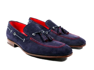 Mocasín Jeffery-West Italiano MAINLINE - 'THE COLONY' Azul Marino Gamuza Borla PVP £345 - Imagen 1 de 5