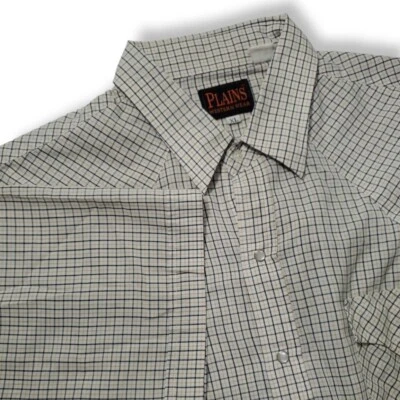 Camisa vaquera ranchera Plains Western Wear vintage para hombre XL perla a presión azul tostado Foto 1 de 4