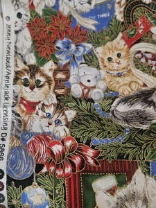 Jenny Newland Applejack Christmas Cats Fabric 2 yards - Picture 1 of 2
