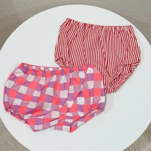 2 Piezas de Pantalones Cortos Jacadi Algodón Bloomers Rayas Rojas/A Cuadros 6 Meses Nuevos sin Etiquetas - Imagen 1 de 7
