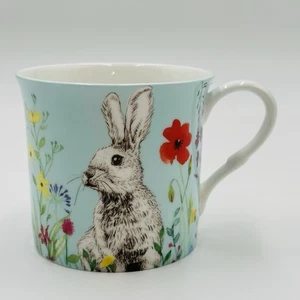 Stechcol Gracie Bone China Bunny Rabbit Coffee Mug Spring Easter Flowers - Picture 1 of 8