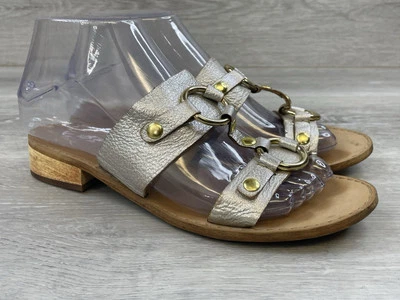 Sandalia para mujer Latigo Rush cuero plateado 6,5 doble correa hebilla boho cómoda Foto 1 de 4