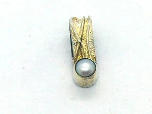 MICHOU Design - Solid Sterling Silver With 22k. Gold Vermeil, Pearl Slide Pendan - Picture 1 of 5