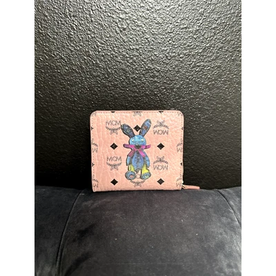 Cartera Retro Y2K MCM Visetos Cuero Rosa Pintado Conejo Cremallera Alrededor *Rara* Foto 1 de 4