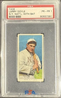 1909-11 T206 Polar Bear Larry Doyle With Bat PSA 1 - Image 1 of 2