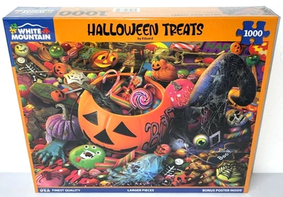 Rompecabezas White Mountain Halloween Treats 1000 piezas tema Halloween nuevo sellado Foto 1 de 4