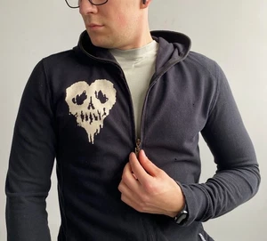 Drop Dead Men’s Full Zip Skull  / Damage Black Hoodie Size S - Picture 1 of 16