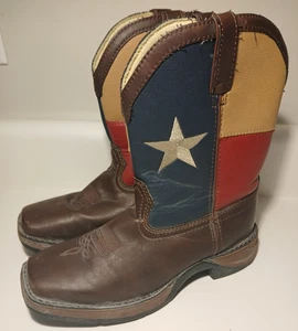 Durango BT246 Leather American Flag 8" Square Toe Western Boot Boys Size 4M - Picture 1 of 7